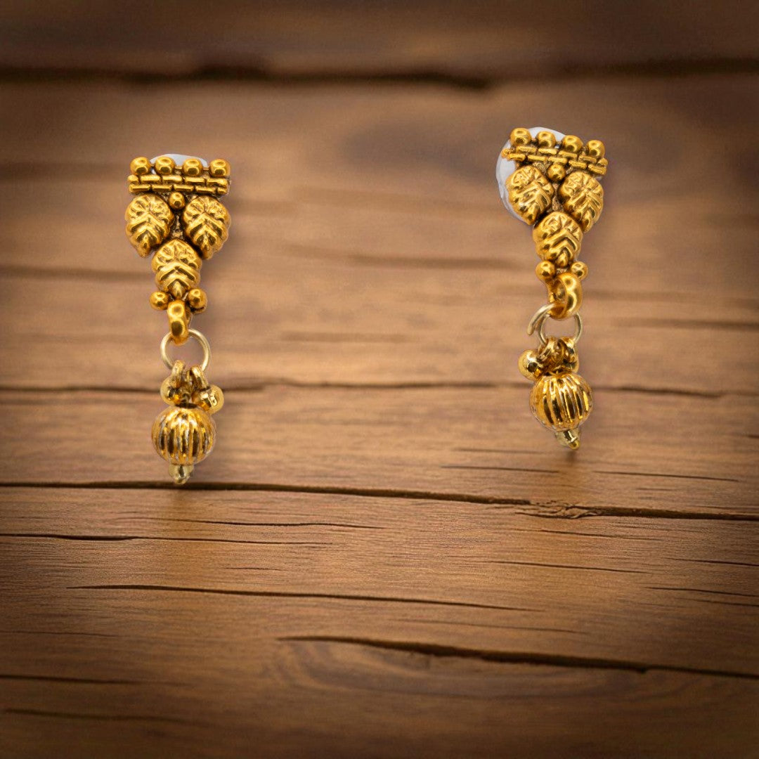 Hals- und Lange Kette mit Ohrringe Set - Mattgold | Combo Set