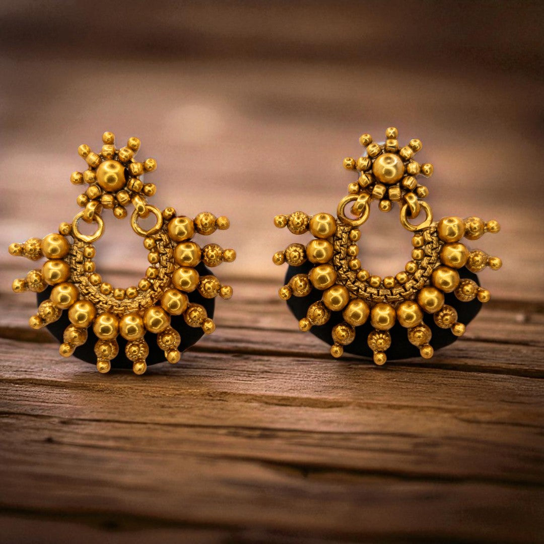 Hals- und Lange Kette mit Ohrringe Set - Mattgold | Combo Set