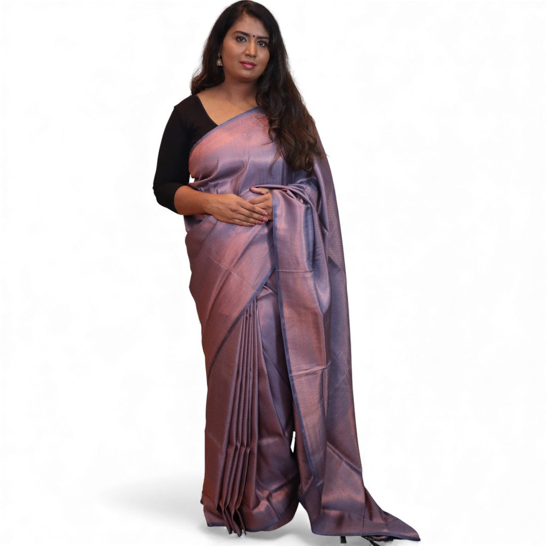 Soft Silk Saree – Hochwertige Handloom-Seide | Premium Weiche Seide Sari | Grau