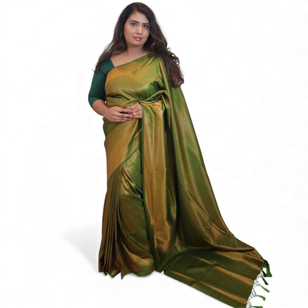 Soft Silk Saree – Hochwertige Handloom-Seide | Premium Weiche Seide Sari | hell grün