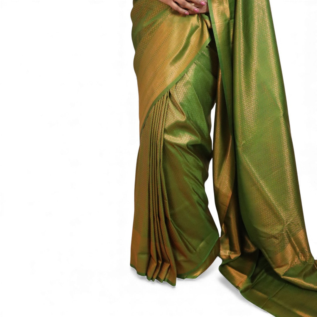 Soft Silk Saree – Hochwertige Handloom-Seide | Premium Weiche Seide Sari | hell grün