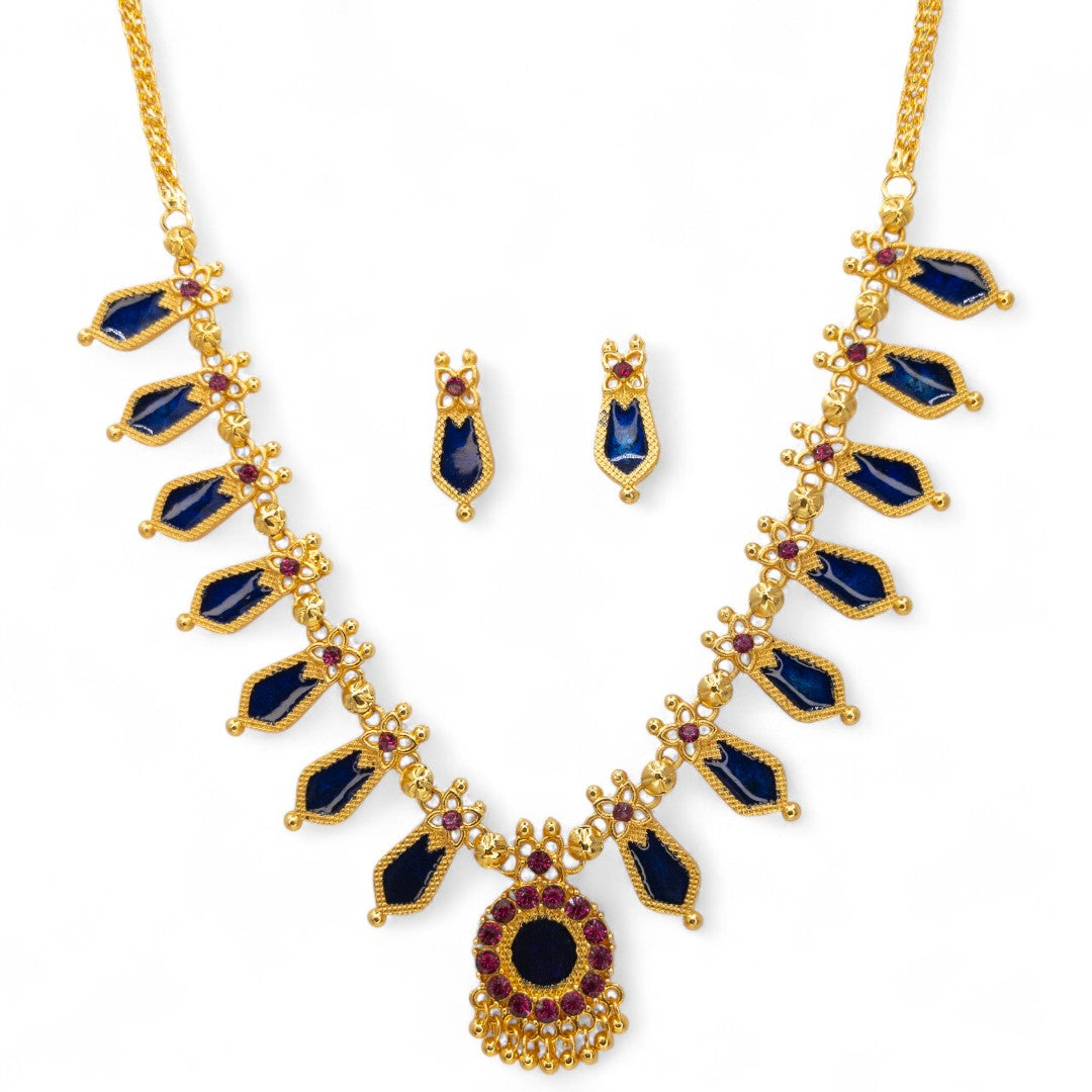 Trendy Kerala Palakka Necklace - gold | green