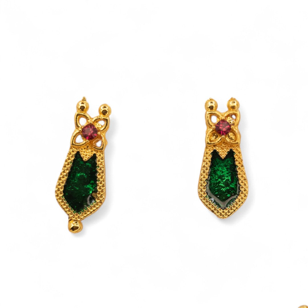 Palakka Halskette mit Ohrringe - gold | grün