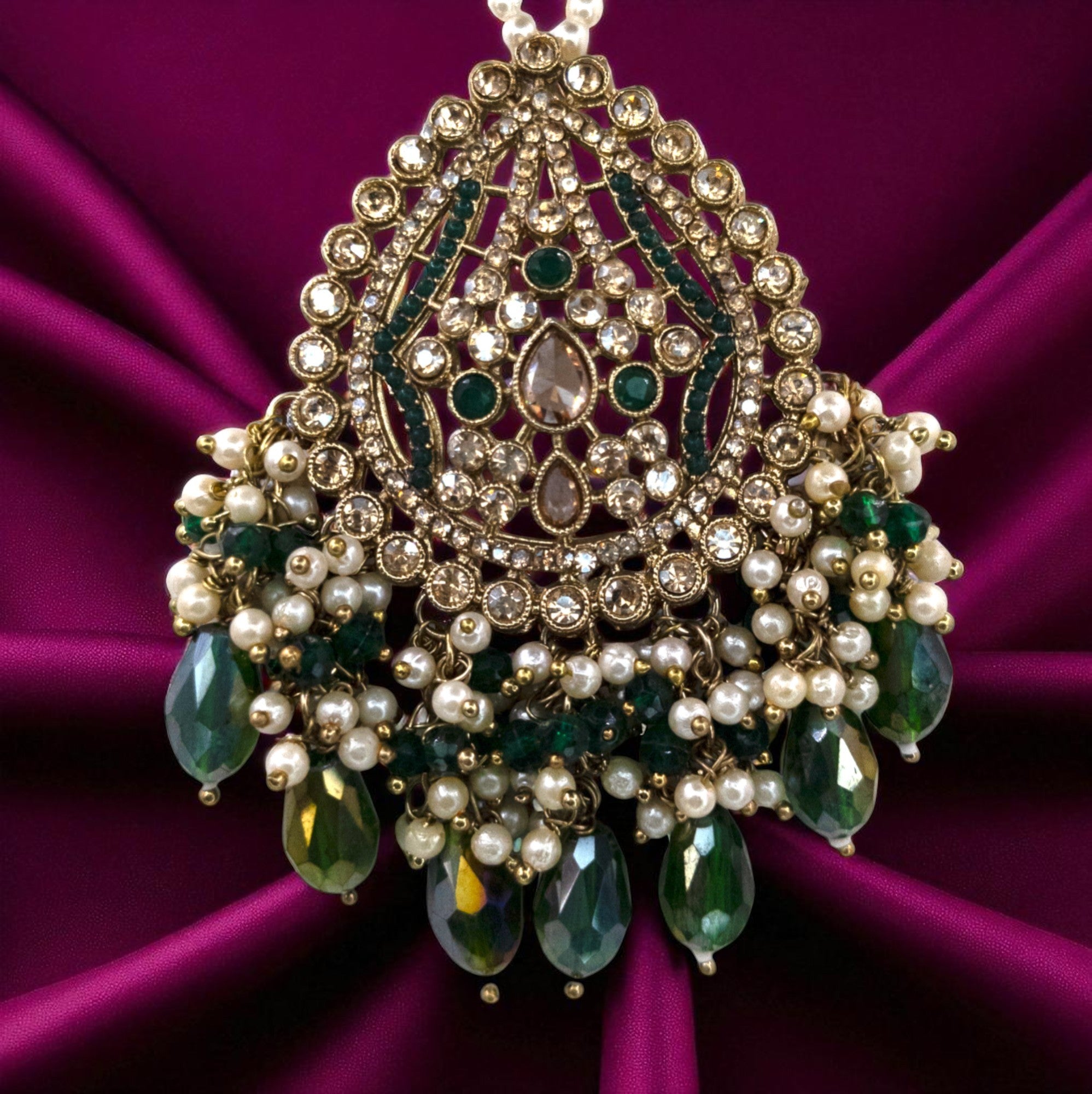 Polki Silver Choker Necklace | with Earrings &amp; Tikka
