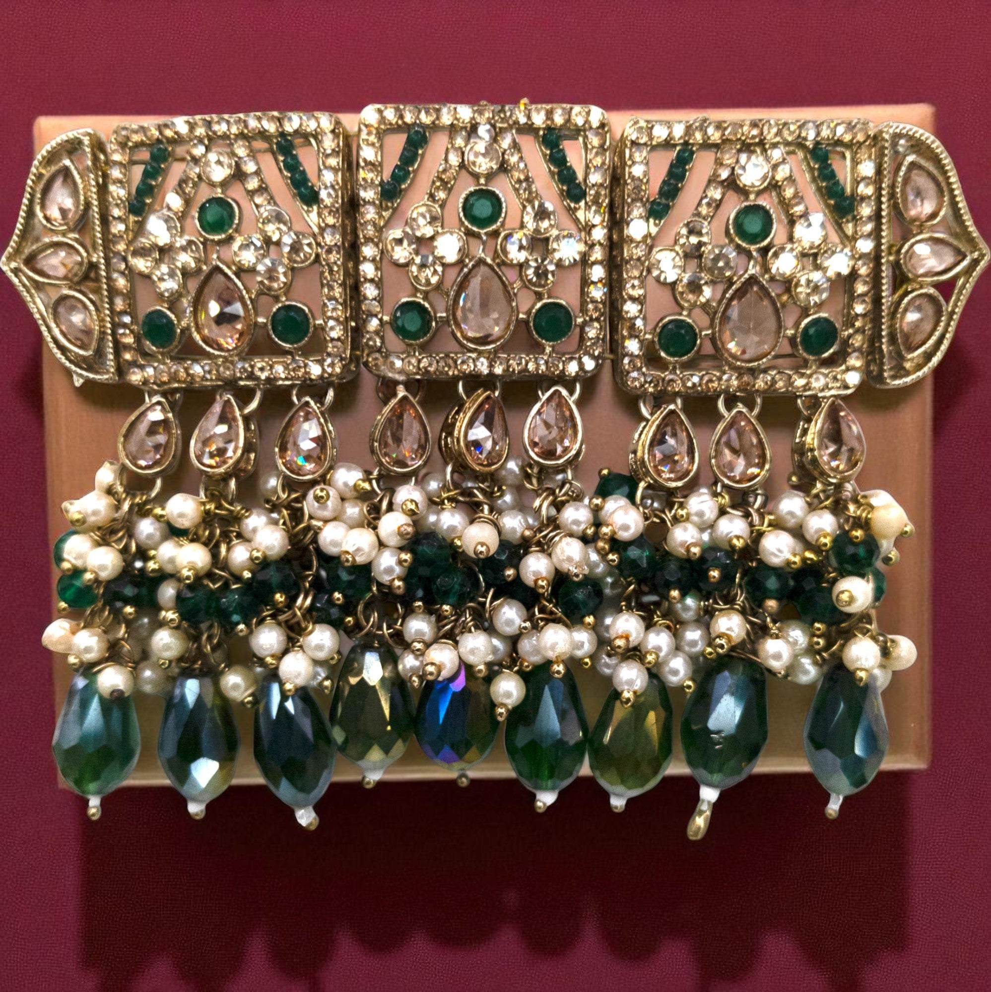 Polki Silver Choker Necklace | with Earrings &amp; Tikka