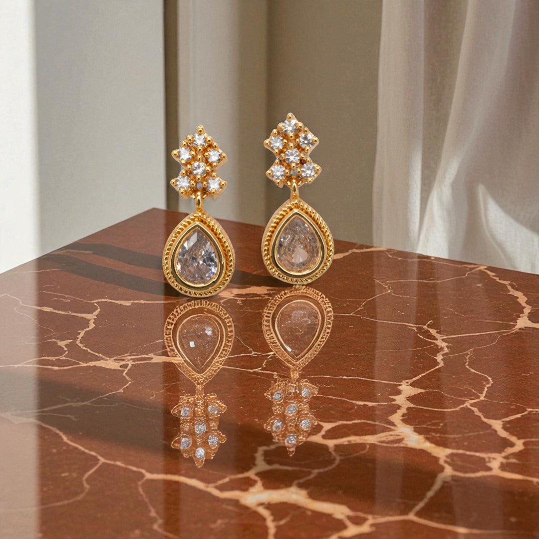 Trendy - Halskette mit Ohrringe - gold | weiß