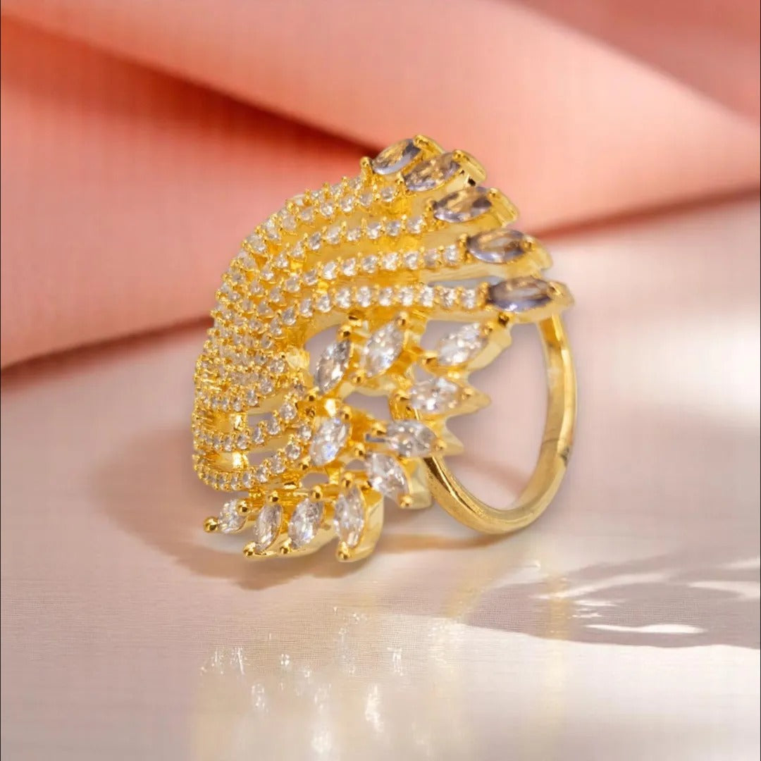 Vergoldeter Ring mit amerikanischen Diamantimitaten - Goldene Ringe