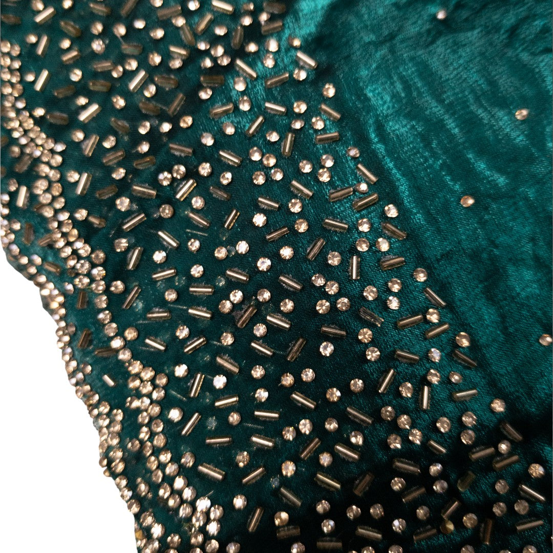 Space Silk Sarees – Premium | Edle, Weiche Seide in Perfektion | Blau grün