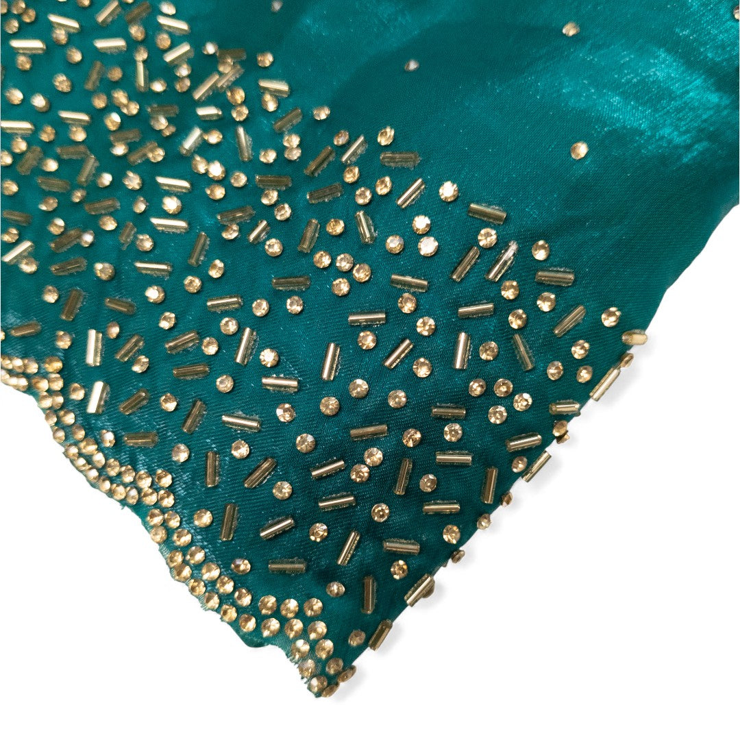 Space Silk Sarees – Premium | Edle, Weiche Seide in Perfektion | Pfauenblau