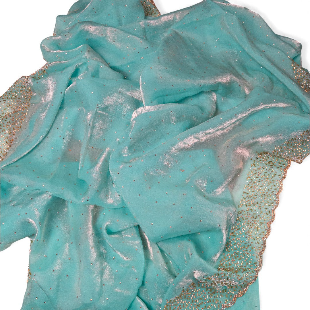 Space Silk Sarees – Premium | Edle, Weiche Seide in Perfektion | hell blau