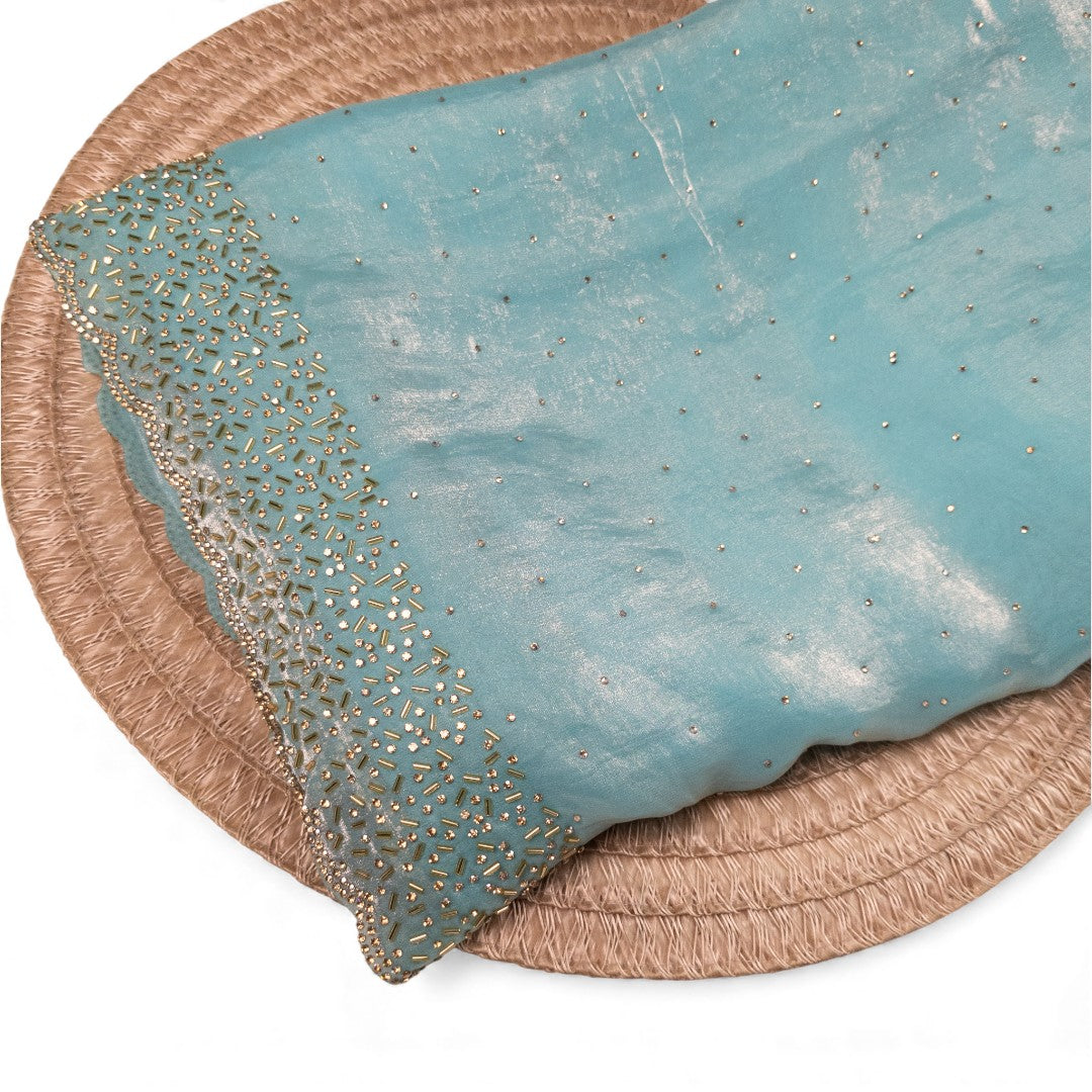 Space Silk Sarees – Premium | Edle, Weiche Seide in Perfektion | hell blau