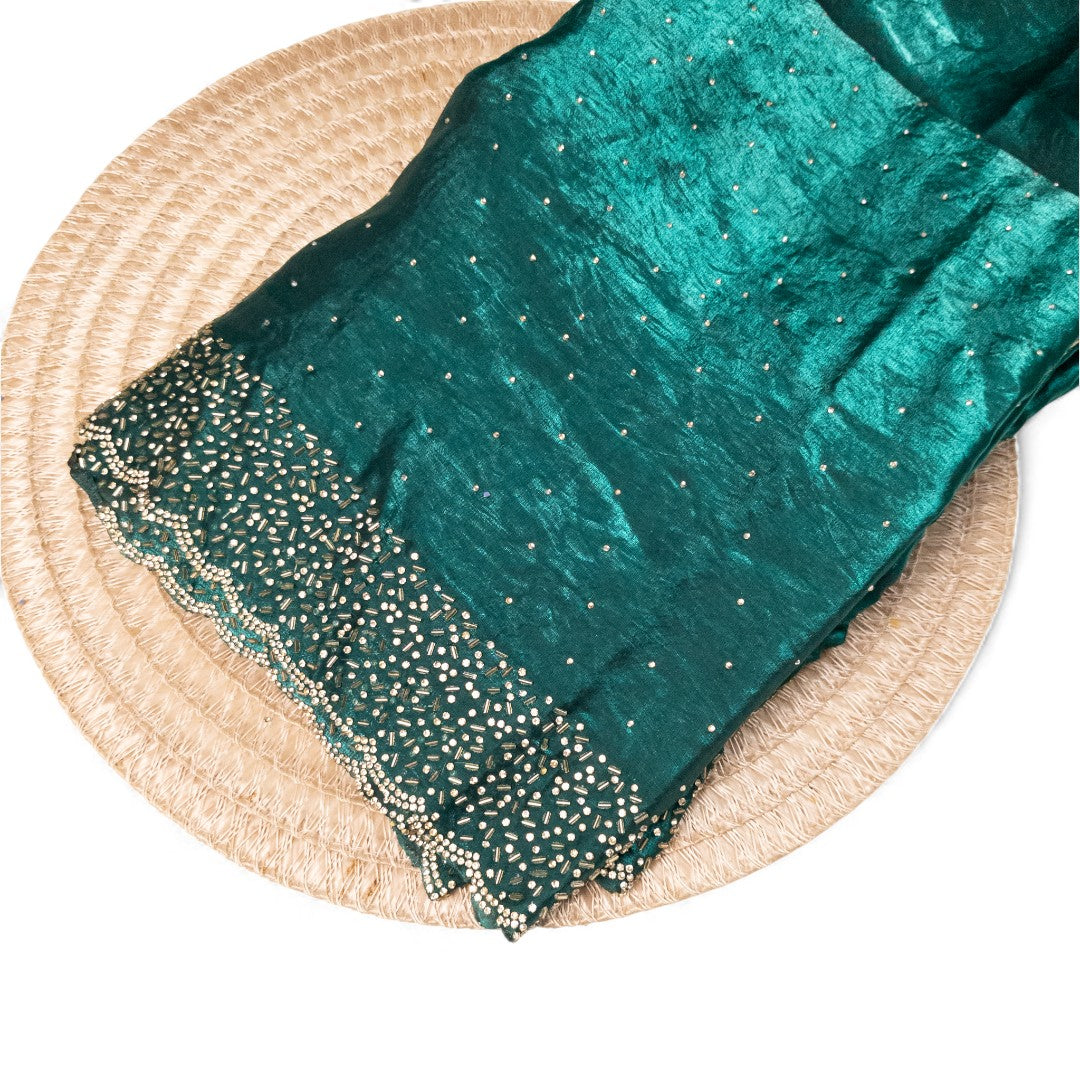 Space Silk Sarees – Premium | Edle, Weiche Seide in Perfektion | Blau grün