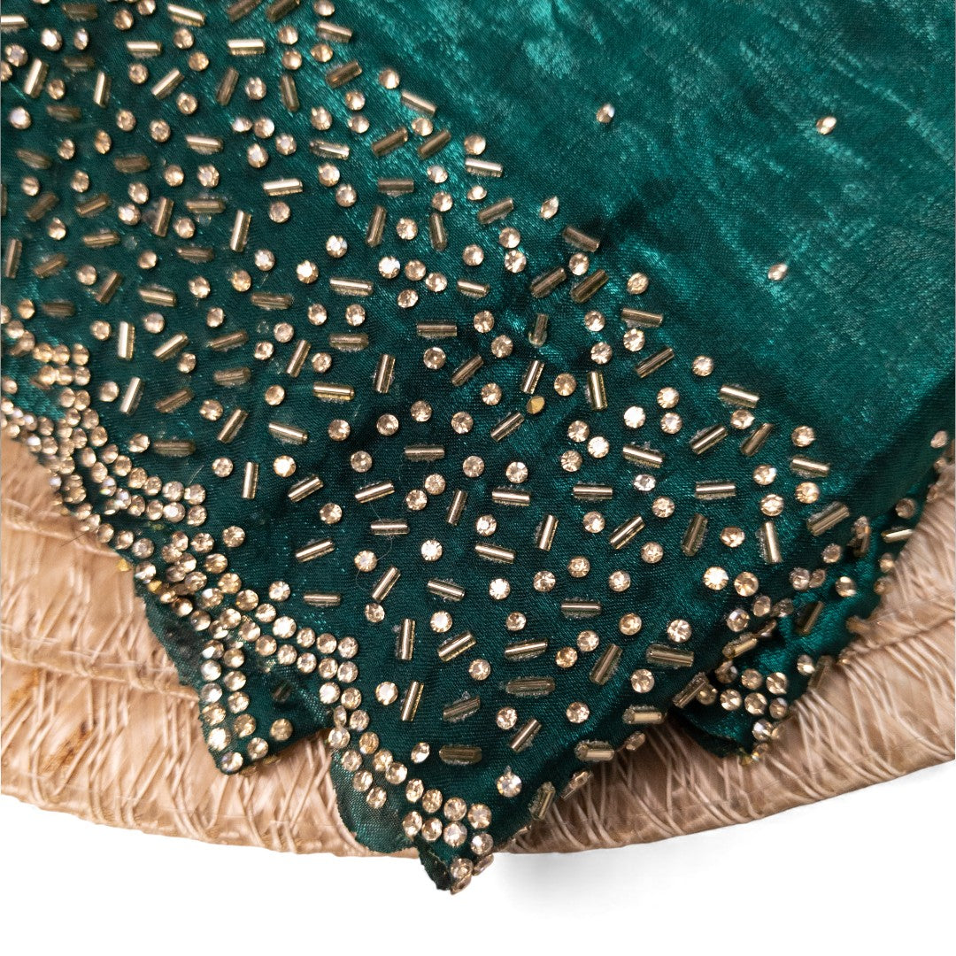 Space Silk Sarees – Premium | Edle, Weiche Seide in Perfektion | Blau grün