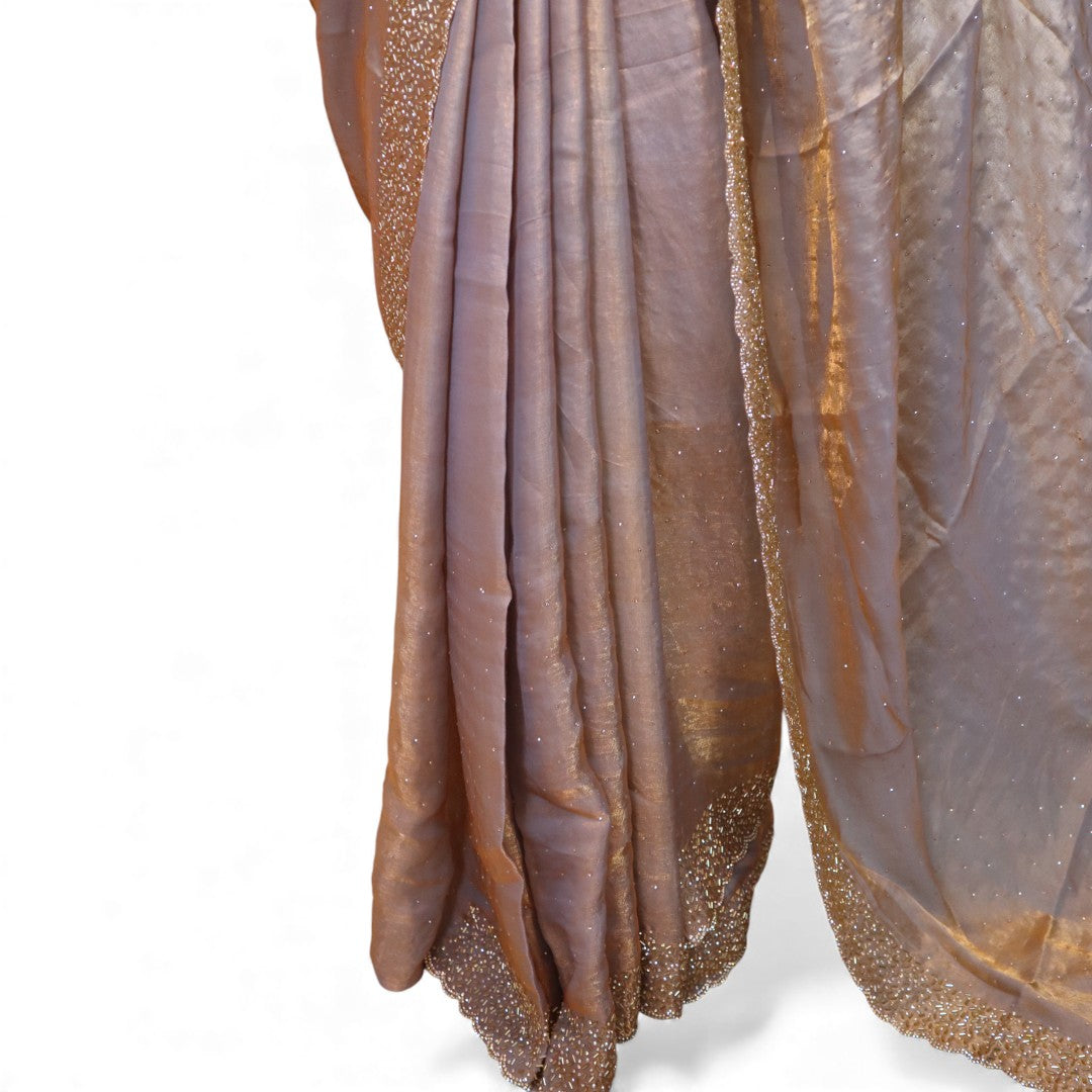 Space Silk Sarees – Premium | Edle, Weiche Seide in Perfektion | Grau, Gold