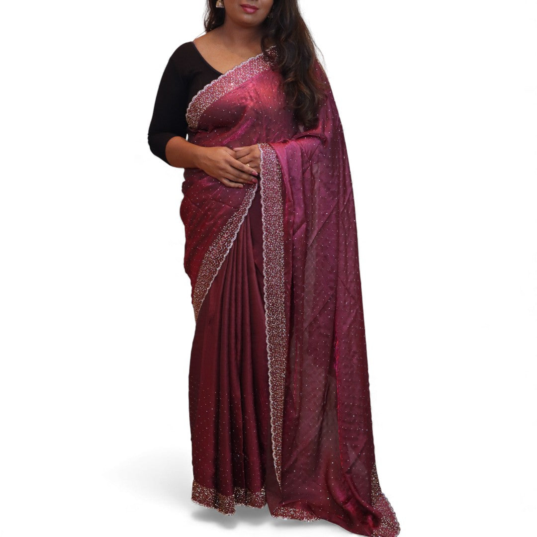 Space Silk Sarees – Premium | Edle, Weiche Seide in Perfektion | Magenta grau dual shade