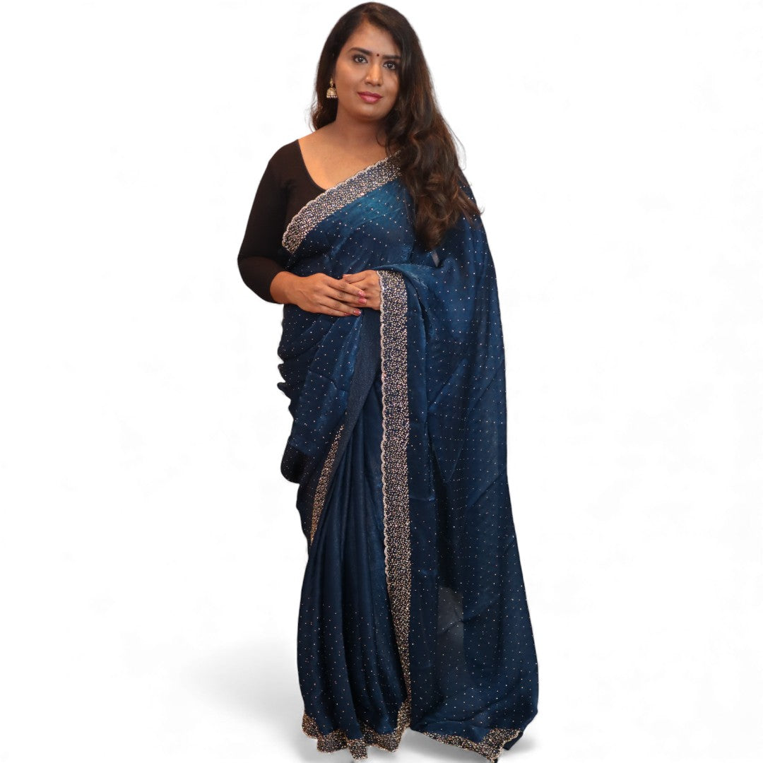 Space Silk Sarees – Premium | Edle, Weiche Seide in Perfektion | dunkel blau