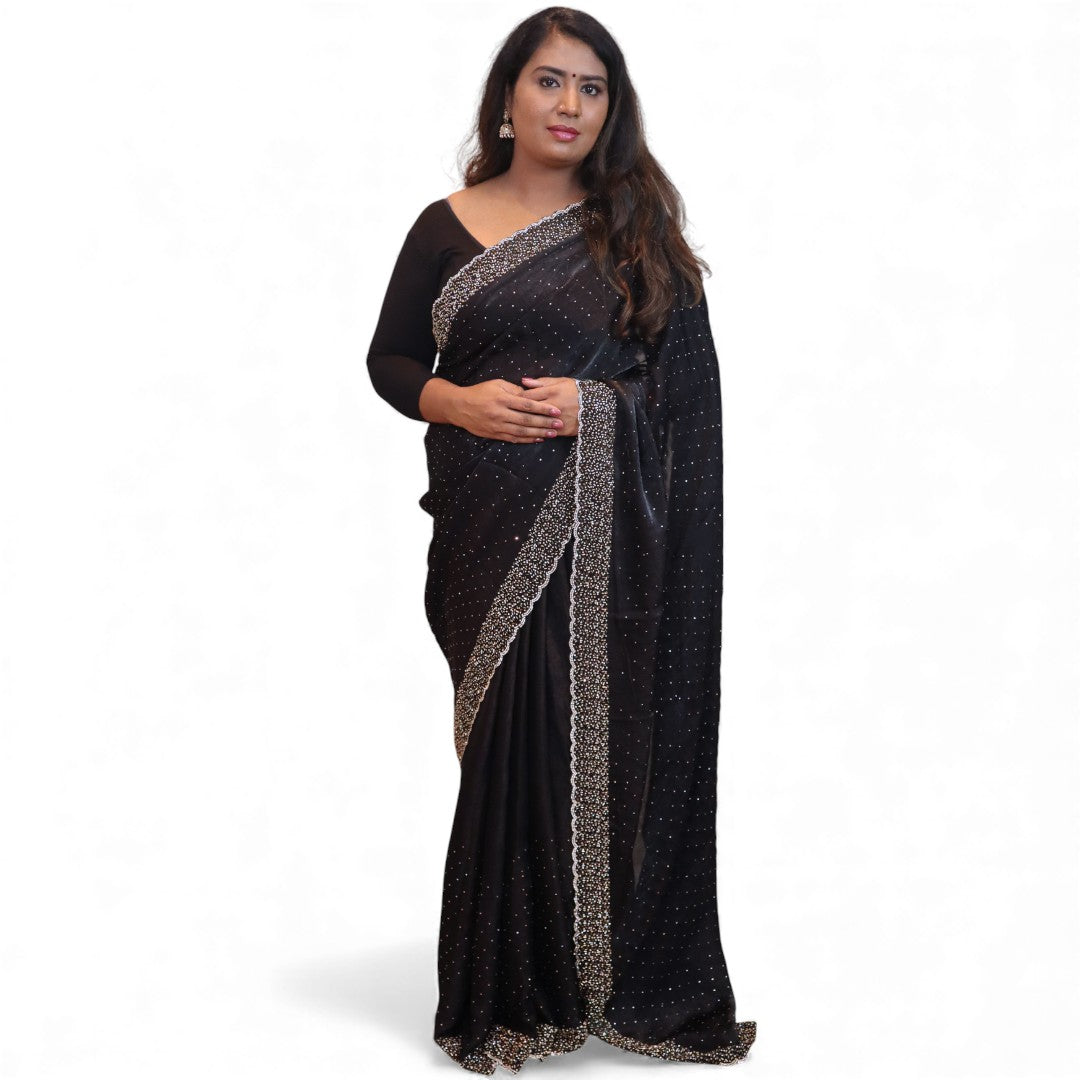 Space Silk Sarees – Premium | Edle, Weiche Seide in Perfektion | schwarz