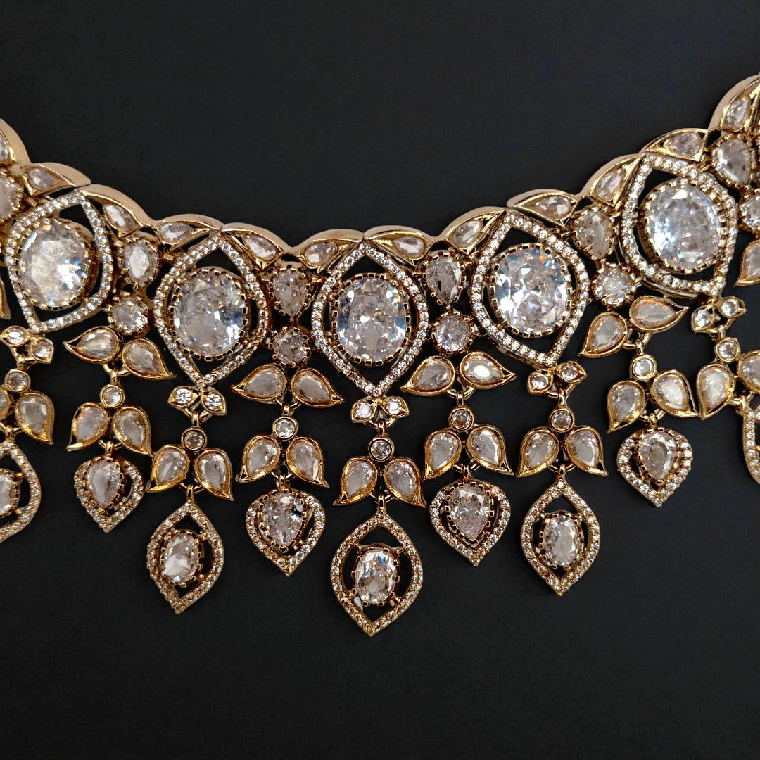 Victorian Choker Halskette mit Ohrringe - gold
