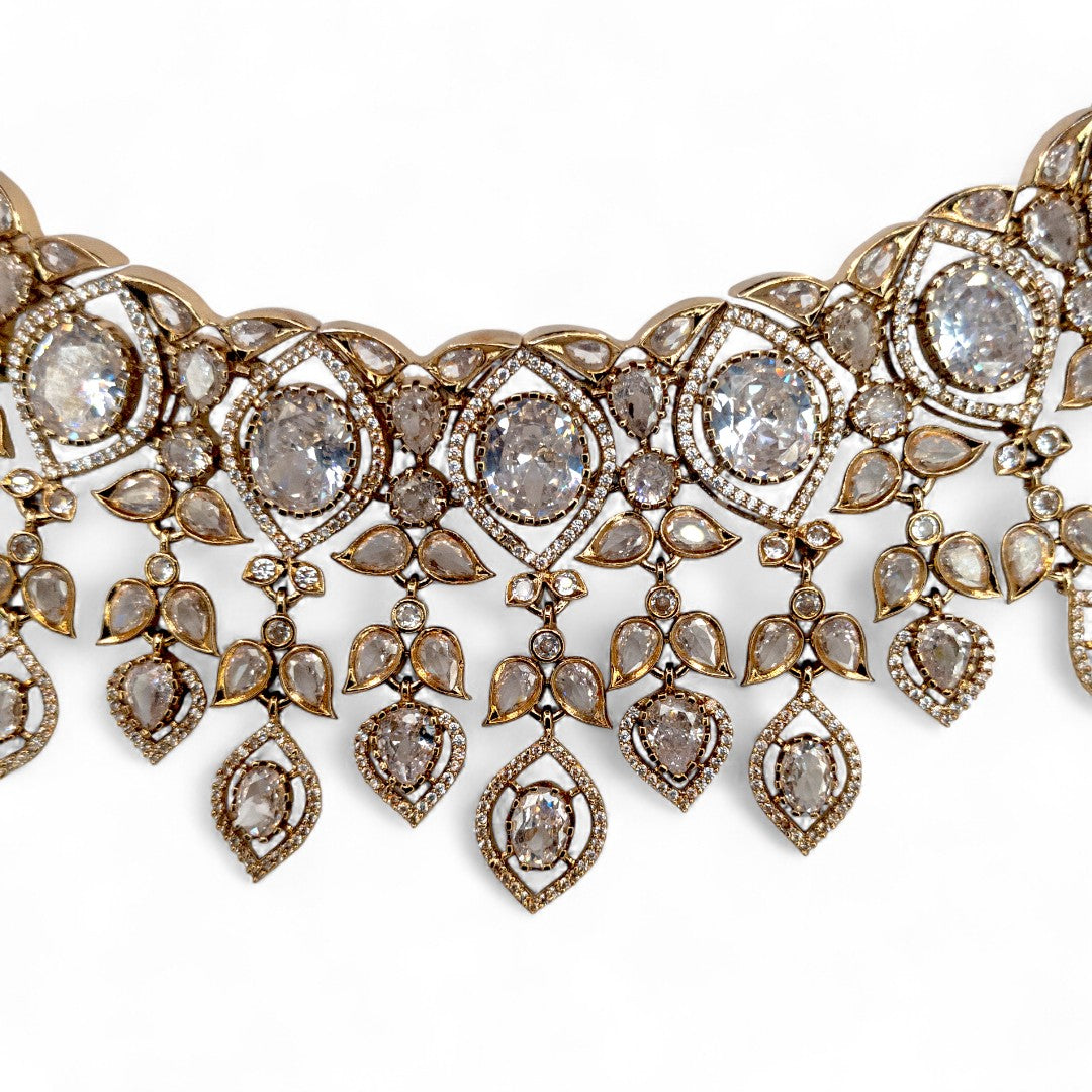 Victorian Choker Halskette mit Ohrringe - gold