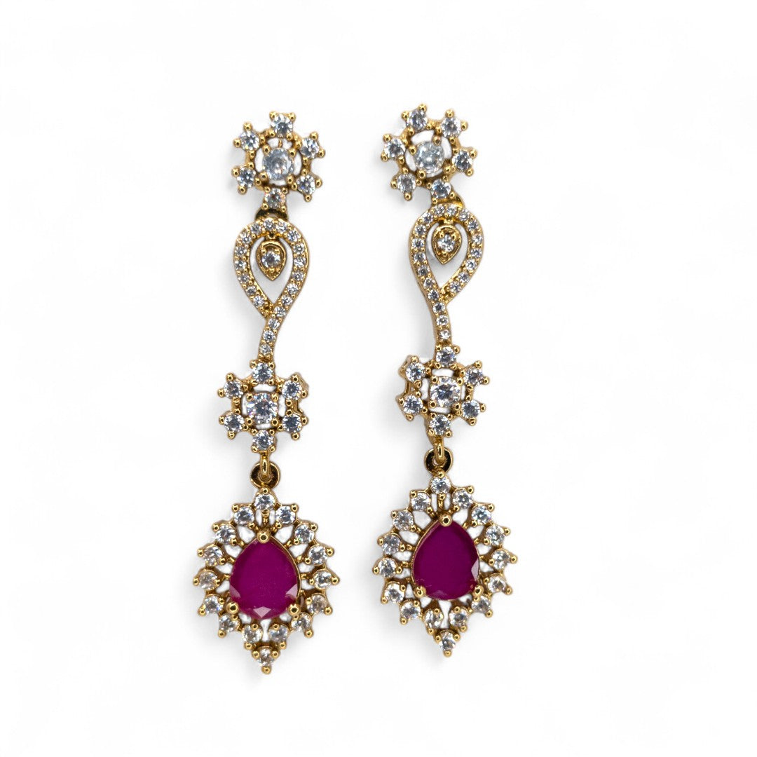 Victorian  Halskette mit Ohrringe  - gold | magenta