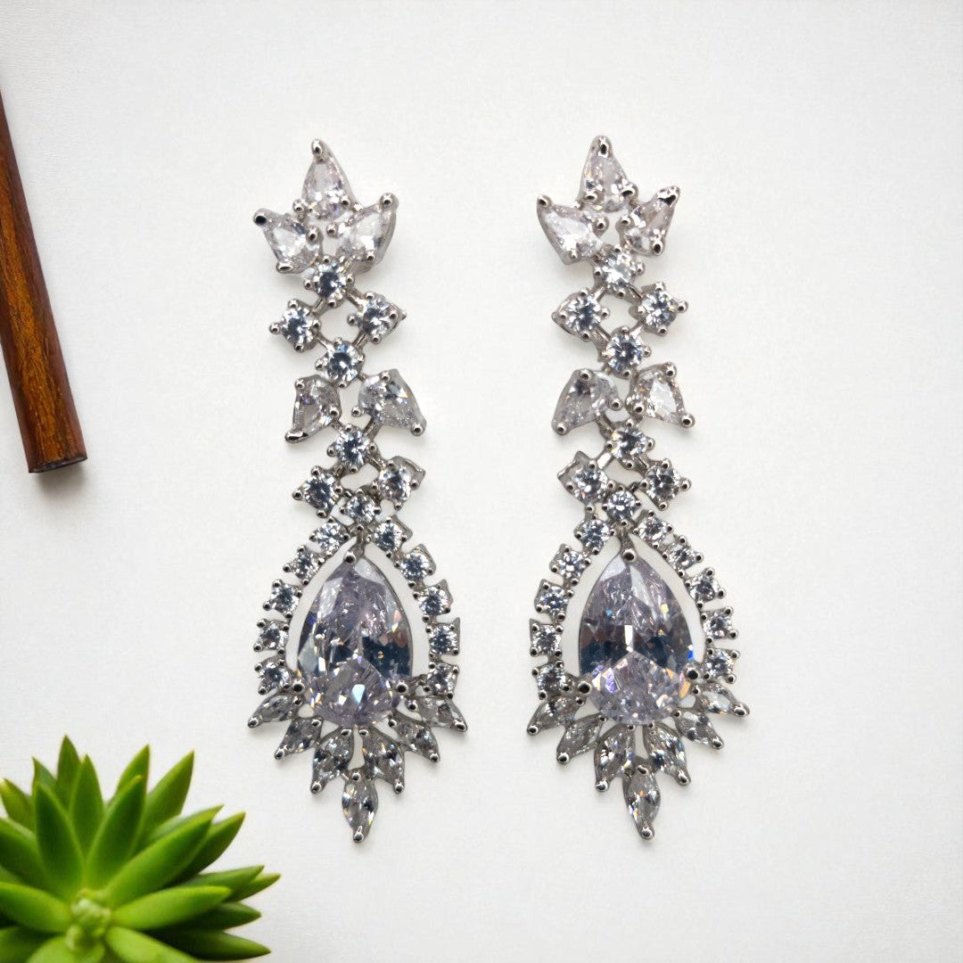 Victorian Layered Halskette mit passenden Ohrringen - silber