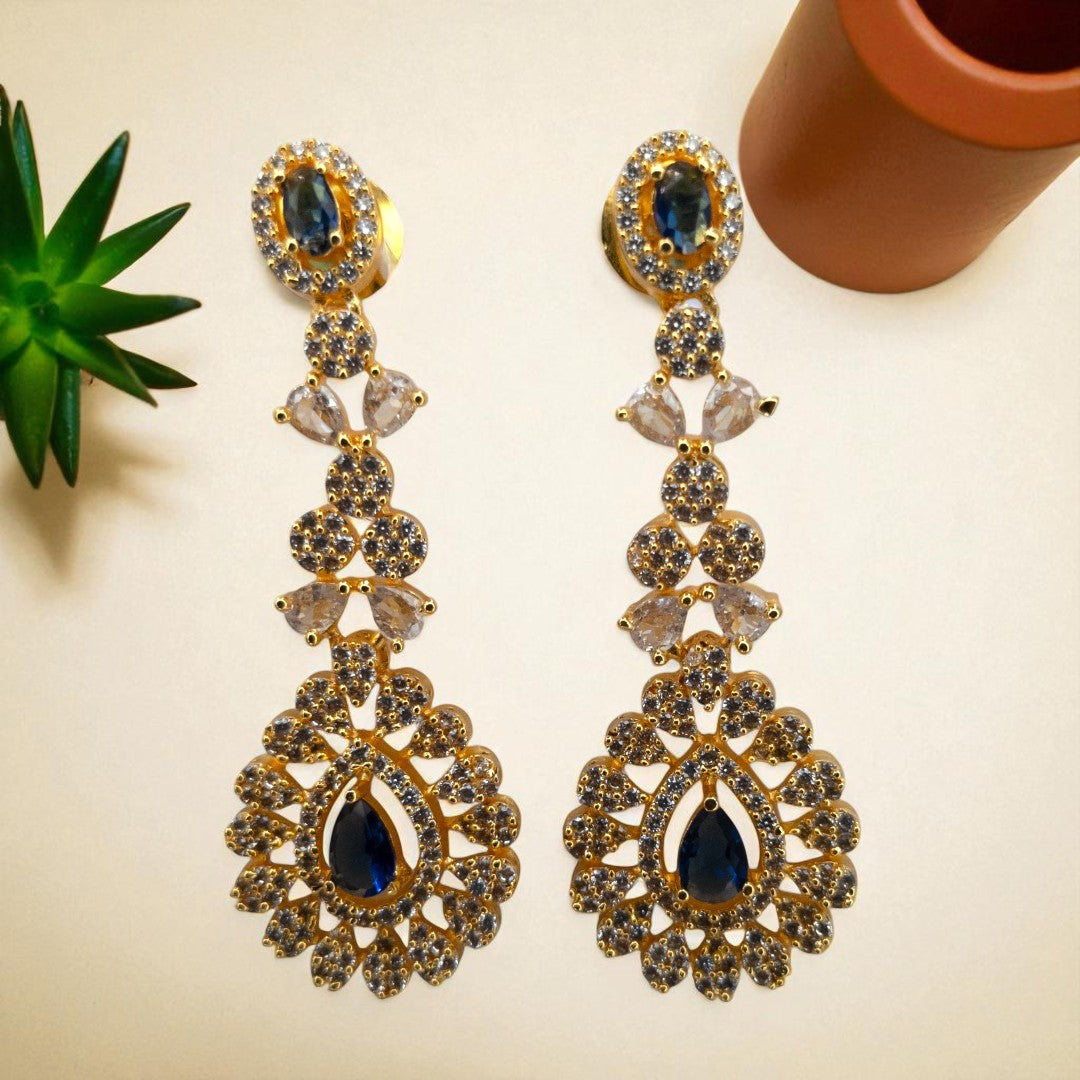 Victorian Layered Halskette mit passenden Ohrringen - gold | blau