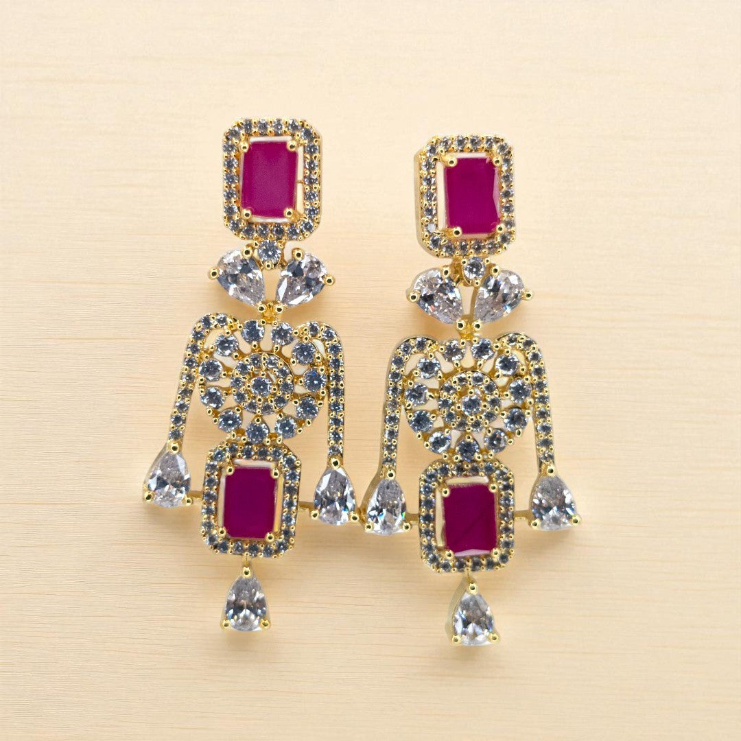 Victorian  Halskette mit Ohrringe  - gold | magenta