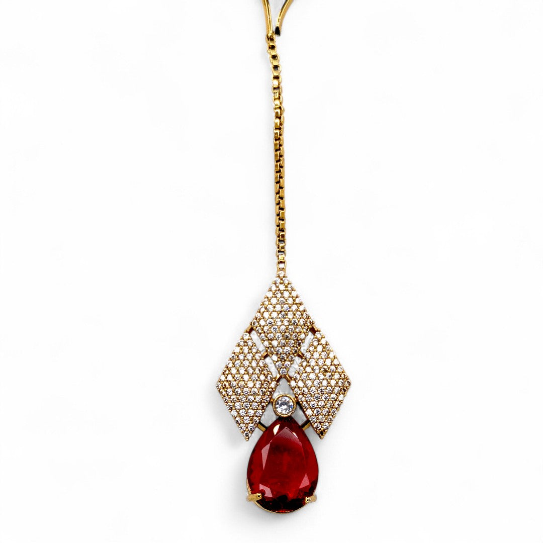 Temple Necklace with Earrings - gold | green