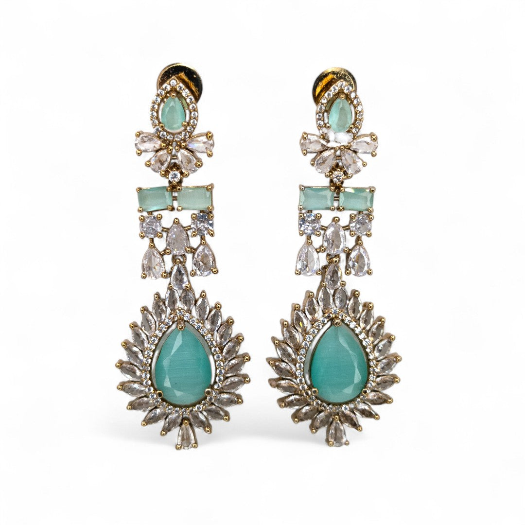 Temple Necklace with Earrings - gold | green