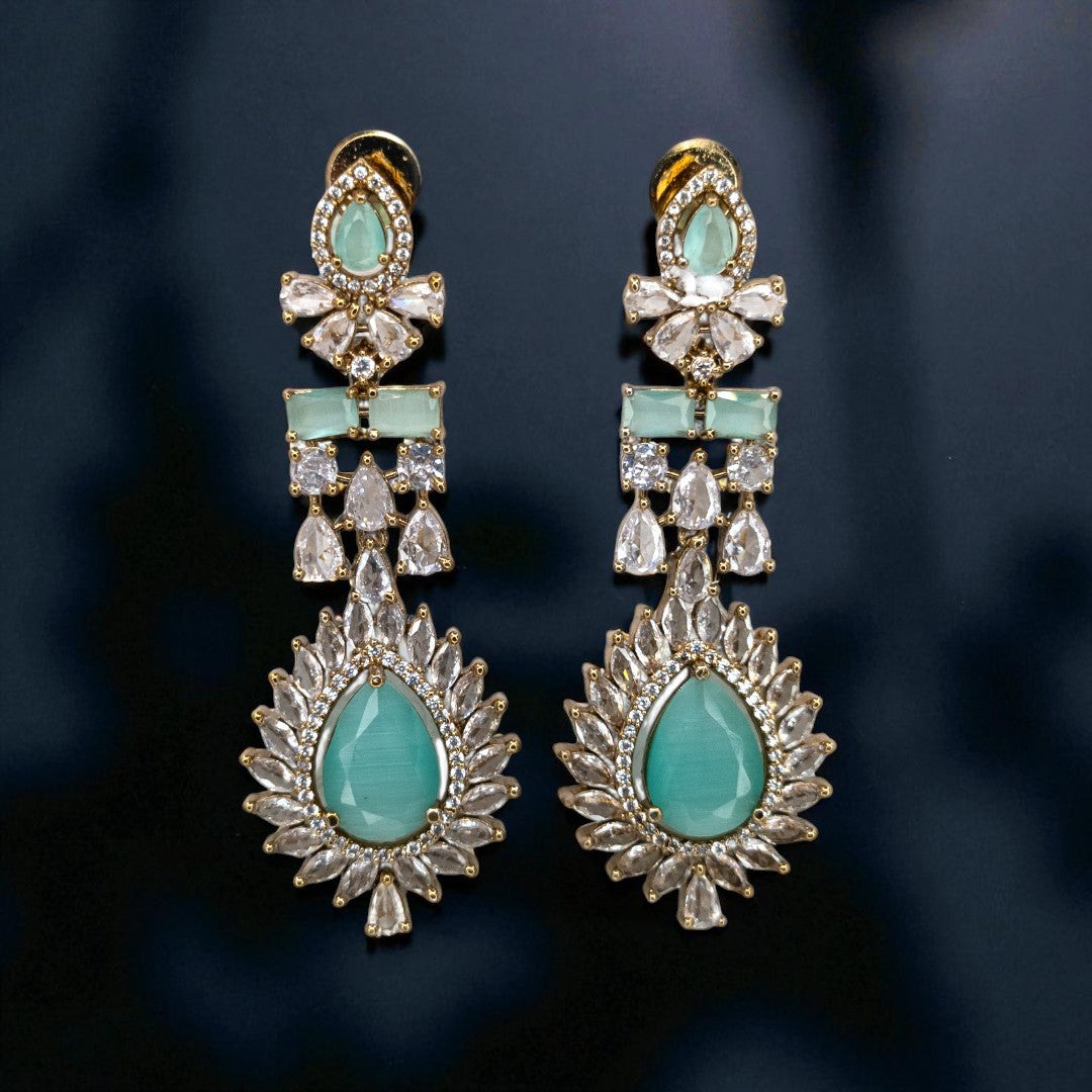 Temple Necklace with Earrings - gold | green