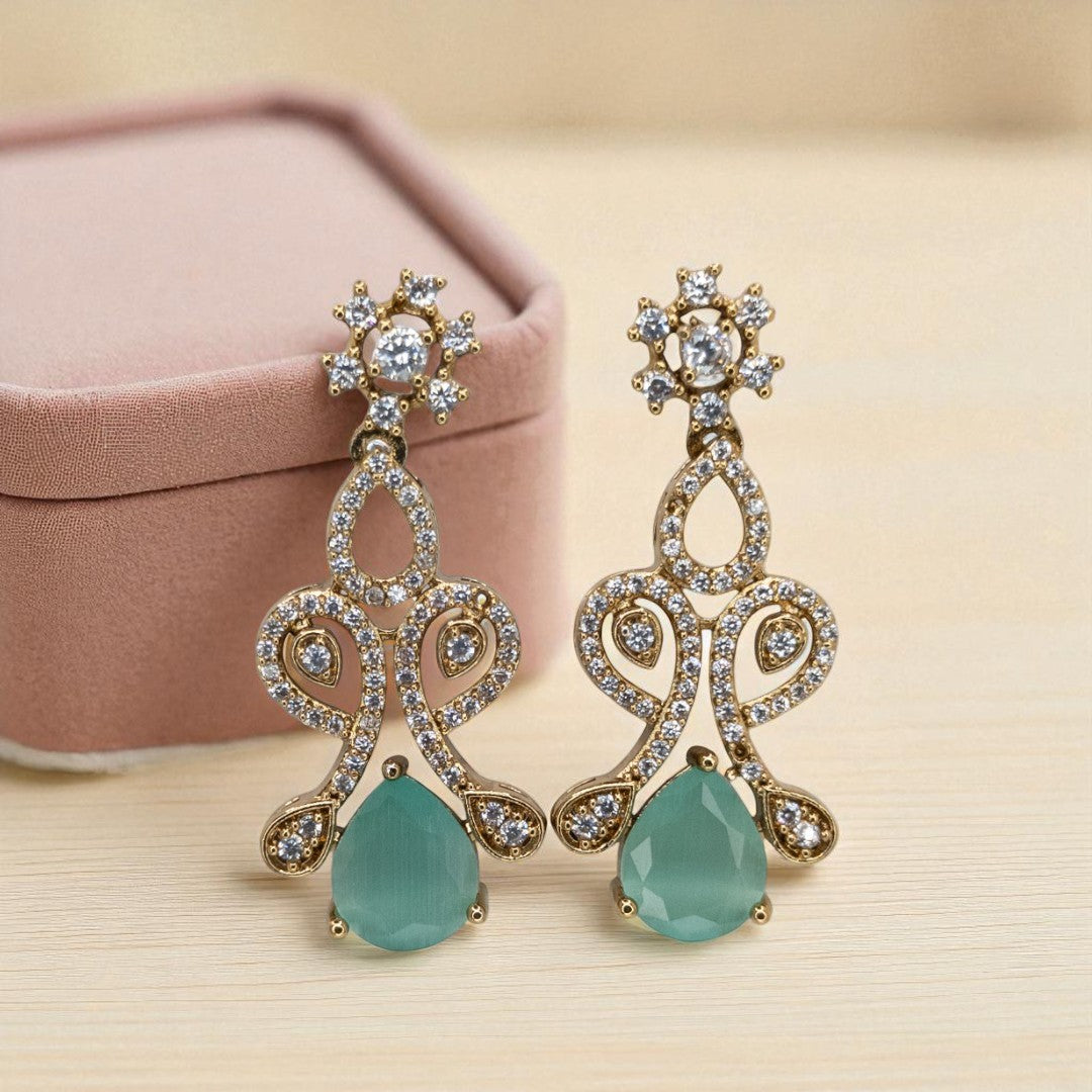 Temple Necklace with Earrings - gold | green