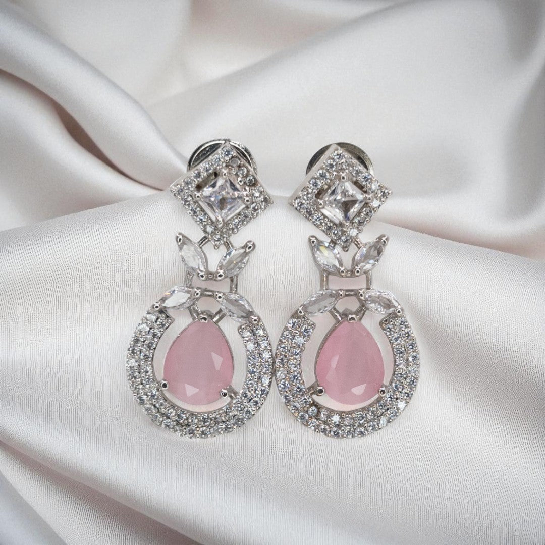Victorian  Halskette mit Ohrringe  - silber | mint, rosa