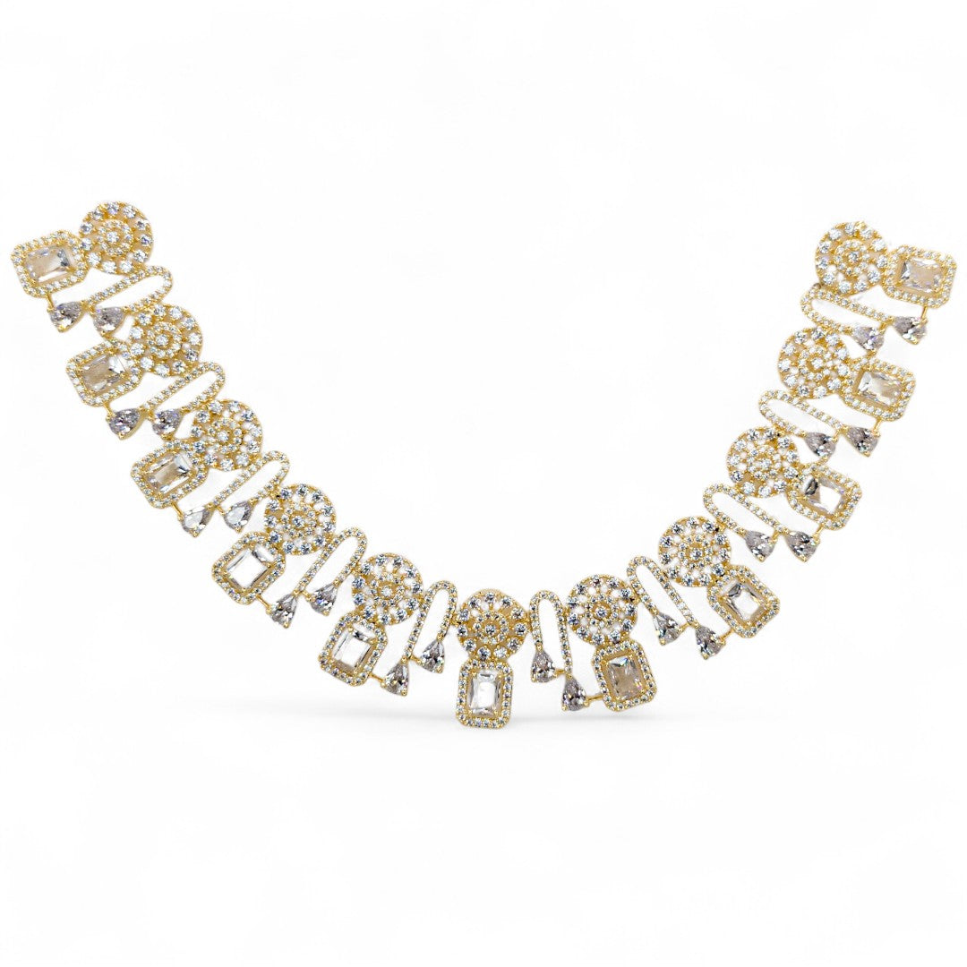 Victorian  Halskette mit Ohrringe  - gold | weiß