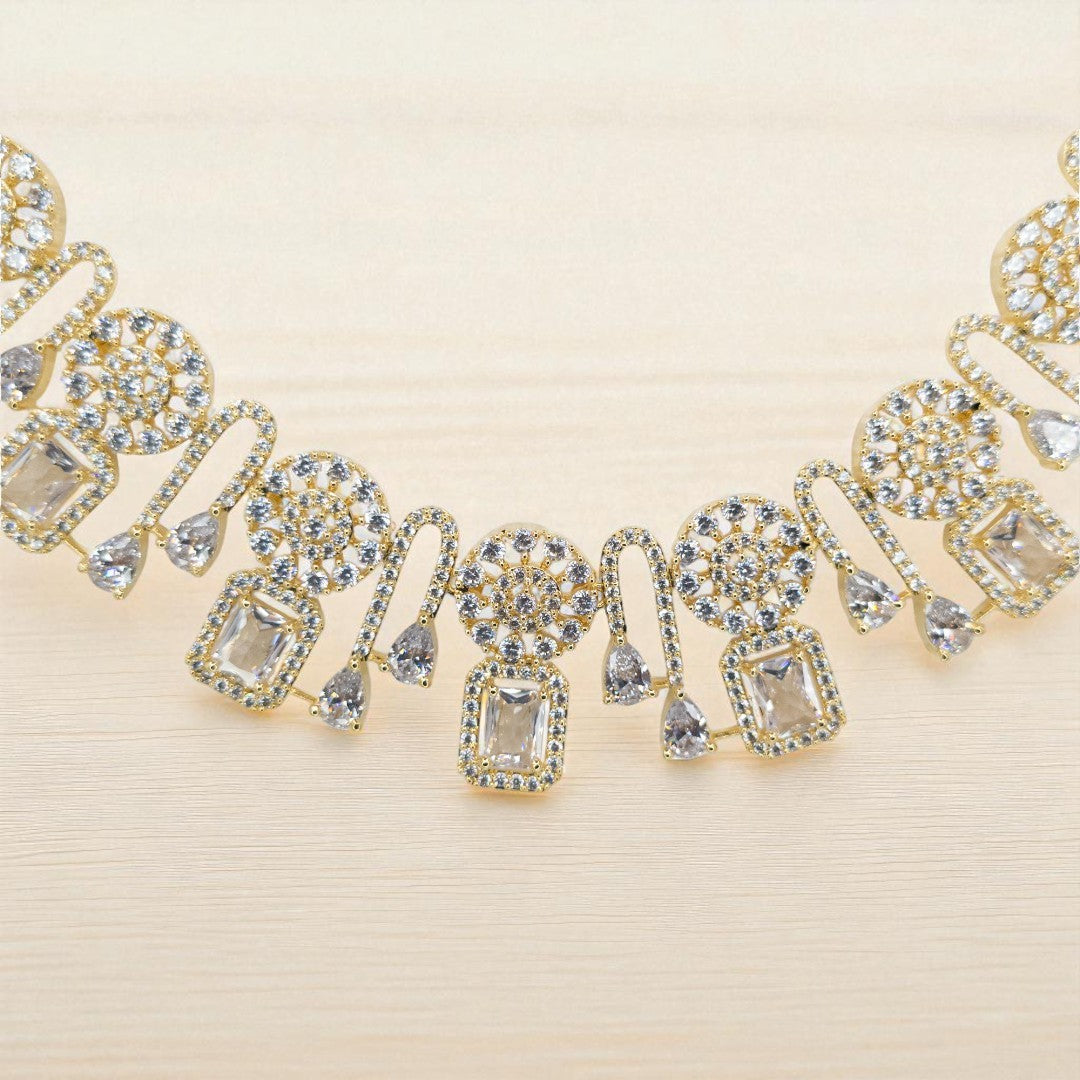 Victorian  Halskette mit Ohrringe  - gold | weiß
