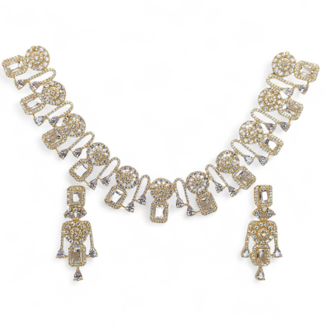 Victorian  Halskette mit Ohrringe  - gold | weiß